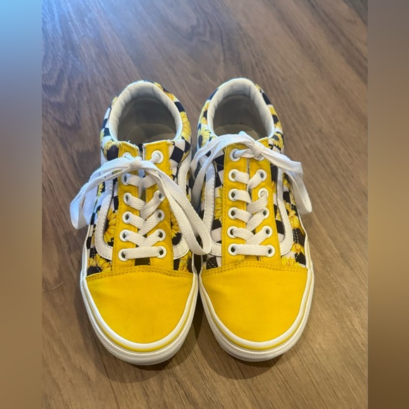 Vans Shoes - Custom sunflower checkered VANS Women’s Size 6.5
